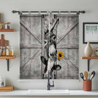 Funny Farm Animals Bedroom Curtains 72 Inch Length, Window Curtains Tab Top, Vintage Barn Grey Sunflowers Light Filtering Window Treatments Drapes 52"x72" 2 Panel