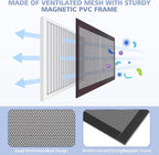8 Pack Strong Magnetic Floor Vent Cover - PVC Mesh Register for Wall Ceiling Floor Catch Debris Hair Insect (Black, 4 x 10 Inch)