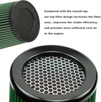 RYANSTAR RACING 76mm 3" High Flow Round Tapered Cone Cool Air Filter Cleaner with Top Filter Design Long 270mm tall Green