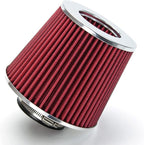 Rtunes Racing Universal Clamp-On Air Filter, Standard Cone, Dry Washable Design, Multiple Inlet Sizes (Red, 2.5" Inch)