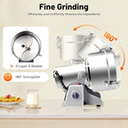 Electric Grain Mill, 2500g Capacity High-speed Grain Mill Grinder, Food-grade Stainless Steel Cereals Corn Flour Pulverizer Powder Machine for Dry Spice Herbs Grains Coffee Rice Pepper