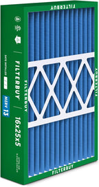 Filterbuy 16x25x5 Air Filter MERV 13 Optimal Smoke & Allergy Defense (1-Pack), Pleated HVAC AC Furnace Filters for Honeywell FC100A1029, Lennox X6670, and More (Actual Size: 15.75 x 24.75 x 4.38)