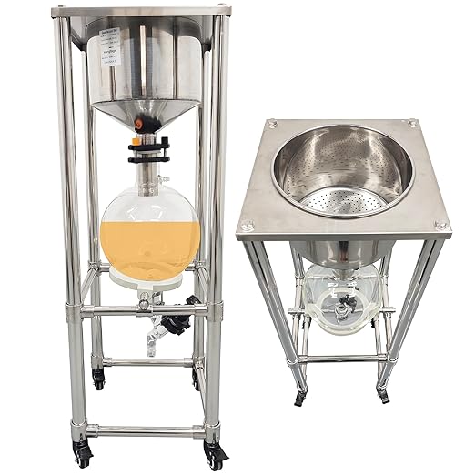 50L Vacuum Filtration System, Negative Pressure Suction Filter with Stainless Steel Buchner Funnel & Glass Filter Flask, Discharge Valve & Brake Casters, for Lab Chemical Industrial Use
