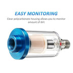 3 Pcs Compressed Air Filter Water Oil Separator 1/4 Inch NPT Inlet and Outlet Airbrush Filter Moisture Separator for Air Line Compressor Fitting, 90 PSI