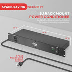 Pyle 150J Surge Protector Power Strip - 9 Outlet - 15 Amp - 1U Rack Mount with AC Filter - Heavy Duty Extension Cord - Overload Protection for Home/Office/Server Use - PCO850