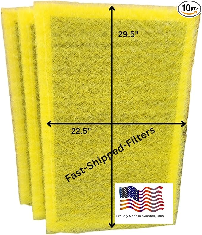 Fast-Shipped-Filters 10 Pack 24x36 Replacement Filter Pads Compatible with MicroPower Guard One Hour Air Cleaner Refill Yellow (10, Yellow, 24x36)