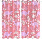 2 Panel Kitchen Cafe Curtains, Desert Camel Sunlight Filtering Nature Air Through, Window Decor Tier Curtains for Living Room 104W x 84L inch Vintage Sand Camel Leaves Flower Pattern Pink