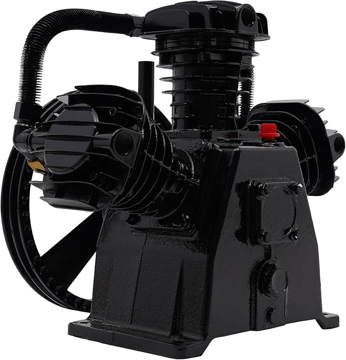 Air Compressor Pump Head, 5-HP Single-Stage Inline-Twin Replacement Air Compressor Pump 3 Cylinder Head, Single-Stage Aluminum Air Compressor Pump Replacement with 115 Max. PSI, 10-12 CFM