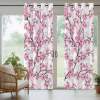 Cherry Flowers Outdoor Curtains for Patio Spring Flower Vintage Watercolor Waterproof Outside Curtains with Grommet Top Weatherproof Curtain for Cabana Pergola Gazebo, 1 Panel, 54" W x 95" L
