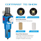 NANPU 1" NPT Compressed Air Filter Regulator Combo Piggyback, 5 Micron Brass Element, Poly Bowl, Manual Drain, Metal Bracket, 0-150 psi Gauge -AW5000-10M