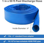 Eastrans 1 IN x 50 FT Pool Backwash Hose, Heavy Duty Flat Discharge Hose, Weather and Burst Resistant, Best Hose for Inground Pools, Filter & Drain Hose