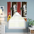 Cows Sunflowers Swag Valances for Windows, Rustic Farms Barns Flowers Bees Animals Rod Pocket Kitchen Curtains Valance, Kitchen Window Curtains Swag for Cafe Bathroom Living Room, 2 Panels, 36x45 inch