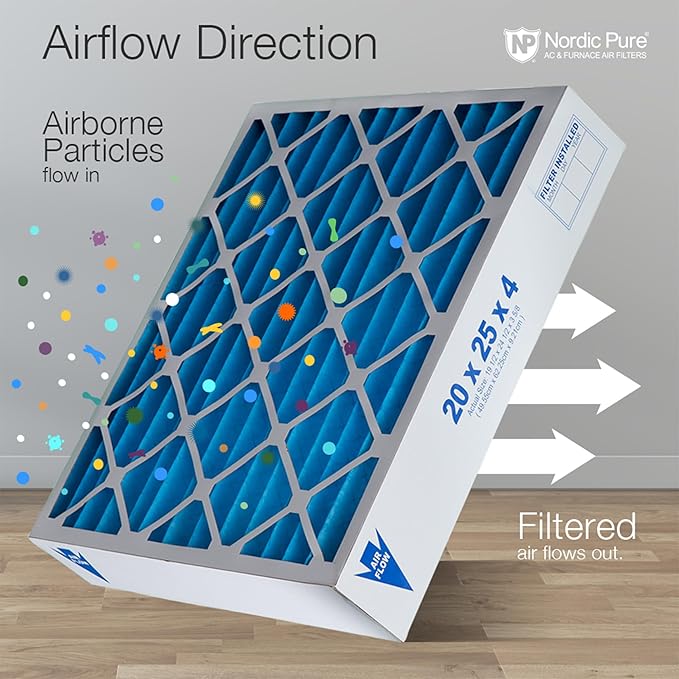 Nordic Pure 16x25x4 (Actual Size: 15 1/2 x 24 1/2 x 3 5/8) Pleated MERV 7 Air Filters 6 Pack