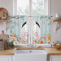 Easter Bunny Kitchen Curtains 54 Inch Long 2 Panel Set,Rod Pocket Window Curtains Panels,Easter Eggs Spring Farmhouse Wood Grain Teal Blue Light Filtering Privacy Draperies for Bedroom 42"W x 54"L
