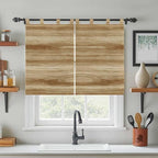 Light Brown Wood Grain Bedroom Curtains 63 Inch Length, Window Curtains Tab Top, Western Farmhouse Barn Door Light Filtering Window Treatments Drapes 42"x63" 2 Panel