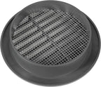 Graphite/Gray 4" Inch Round Ventilation Grille with Screen mesh. (Duct 4Ø / Grille 5Ø) Ventilation Applications. Indoor and Outdoor Vent Cover. Available 3 Sizes / 4 Colors.