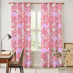 2 Panel Kitchen Cafe Curtains, Desert Camel Sunlight Filtering Nature Air Through, Home Decor Window Covering Tier Curtains for Living Room 80W x 84L inch Vintage Sand Camel Leaves Flower Pattern Pink