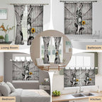 Funny Farm Animals Kitchen Curtains 36 Inch Length, Small Window Curtains Tab Top, Vintage Barn Grey Sunflowers Light Filtering Short Window Treatments Tier Drapes 27.5"x36" 2 Panel
