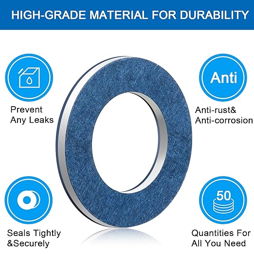 Mudder 200 Pieces Aluminum Engine Transmission Fluid Oil Crush Washers Drain Plug Gaskets, Compatible with Toyota, Scion Part 90430-12031