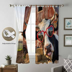 Farm Cows Living Room Curtains 96 Inch Length, Window Curtains Tab Top, Farmhouse Barn Funny Animals Butterfly Light Filtering Window Treatments Drapes 52"x96" 2 Panel