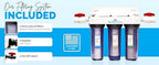 Whole House 3-Stage Water Filtration System, 3/4" port with 2 valves and extra 1 year filter supply (2 sets, 6 pcs)