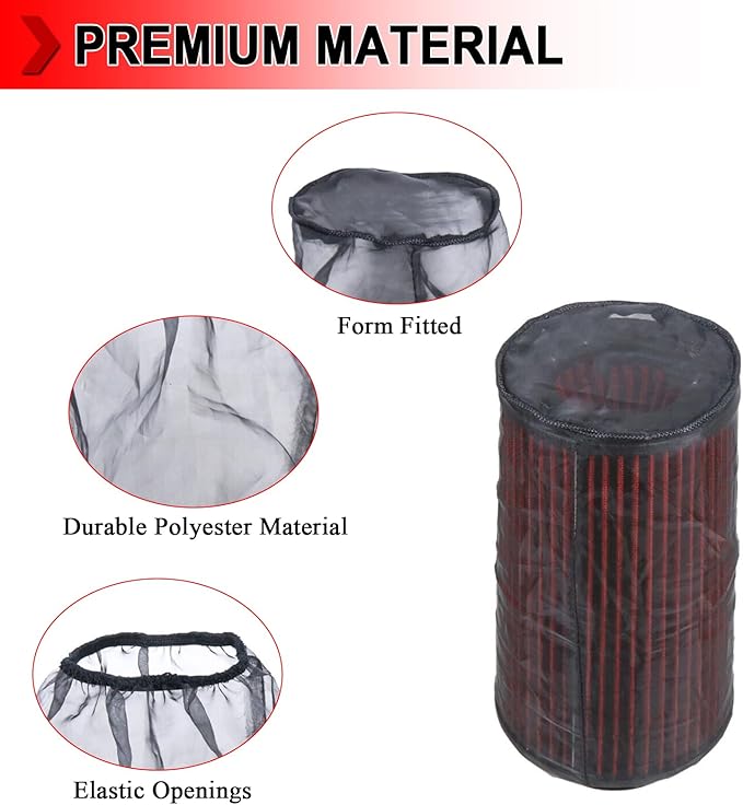 Universal 9 Inch Air Filter Cover, Air Intake Filter Sock Cover, Motorcycle Waterproof Air Filter Rain Sock Dustproof Protective Cover (Filter L), Pack of 6