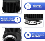 2PCS Motorcycle Air Filter Universal 42MM Replacement Engine Filter Dirt Bike High Performance Air Filters Fit Motocross Carburetor Cleaner for Pit Bike Scooter Moped ATV (Black)