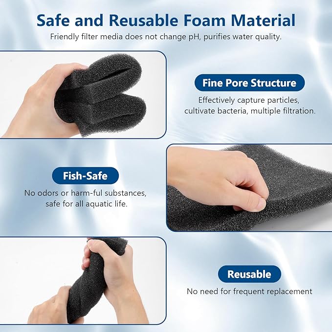 hygger Aquarium Sponge Filter Pad, Filter Media Foam Sponges, Cut-to-Size Open Cell Foam Sheet for Fish Tanks and Ponds, S (4 Pack 5.9 * 3.9 * 1 inch)