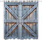 Farmhouse Wood Grain Living Room Curtains 84 Inch Length, Window Curtains Tab Top, Vintage Country Barn Gate Textured Light Filtering Window Treatments Drapes 52"x84" 2 Panel