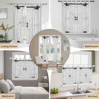 Farmhouse Wood Grain Kitchen Curtains 24 Inch Length, Small Window Curtains Tab Top, Vintage Country Barn Gate Grey Light Filtering Short Window Treatments Tier Drapes 27.5"x24" 2 Panel