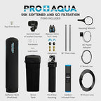 PRO+AQUA PRO-SCI-S55E Whole House Water Filter & Softener Bundle | 55,000 Grain Capacity | Removes Chlorine, Sediment, VOCs, Calcium & Magnesium | Ideal for 3–5 Bathrooms | High-Flow, Heavy-Duty