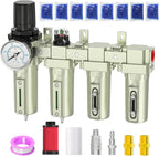 Industrial Grade 4-Stage Air Drying System, 1/2" NPT with Manual Drain, Desiccant Dryer, air Regulator, Particulate Filter and Coalescing Filter for Paint Spray, Plasma Cutter