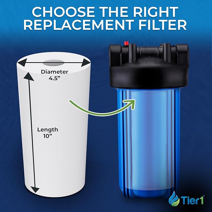 Tier1 1 Micron 10x4.5 Water Filter | Spun Wound Polypropylene Whole House Sediment Water Filter | Replacement for Pentek DGD-2501, 155359-43, SDC-45-1001 | 4.5 x 10 Water Filter Cartridge (12-Pack)
