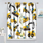 Kids Construction Equipment Window Curtains, Excavator Tractor Tow Truck Rod Pocket Decorative Windows Curtain for Children Teens Boys Girls Room Decor 72x63in (30% Blackout)