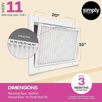 Simply 15x20x1 Air Filter, MERV 11, 12 Pack, For Home AC Furnace & HVAC (Actual Size: 14.75"x19.75"x0.75") DUST, Pet, & Allergy Control