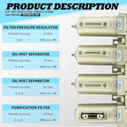 3/4" NPT Industrial Grade 4 Stage Gas Drying System, Coalescing Filter, Desiccant Dryer, Auto Drain, Compatible with Paint Spray, Plasma Cutter (Manual Version,3/4" NPT)