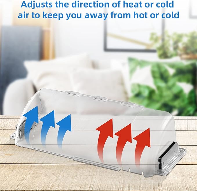 2 Pack Adjustable Air Vent Deflector, 9”-15” Transparent Deflector for Ceiling Registers, Floor, Sidewall (2)