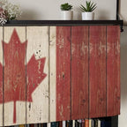 Canada Curtain Valances for Windows, Kitchen Valance Window Treatment, Red Maple Leaf Flag Vintage Farmhouse Wooden Grain Light Filtering Block Curtains for Bathroom/Bedroom/Living Room 42'' x 18''