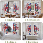 Independence Day Window Curtains 72 Inch Long 2 Panel Set, Rod Pocket Long Curtains & Drapes, 4 of July Rose Wooden Grain Vintage Light Filtering Window Treatment for Bedroom Living Room 52"W x 72"L