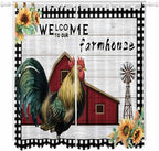 Farmhouse Rooster Living Room Curtains 84 Inch Length, Window Curtains Tab Top, Rustic Red Barn Windmill Sunflowers Light Filtering Window Treatments Drapes 52"x84" 2 Panel