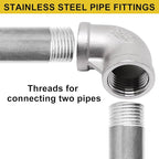 2Pcs 304 Stainless Steel 90 Degree Elbow 1/2" NPT Female x 1/2" NPT Female Threaded Pipe Fitting