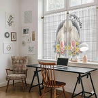 Easter Bunny Kitchen Curtains 54 Inch Long 2 Panel Set,Rod Pocket Window Curtains Panels,3D Optical Illusion Farmhouse Flower Wood Grain Light Filtering Drapery Draperies for Bathroom 52"W x 54"L
