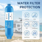 RV Inline Hose Water Filter, NSF Certified Camper Water Filter with Flexible Hose Protectors For RV Garden, Camping Essentials For Reduces Chlorine, Bad Taste, Odor In Drinking Water, 3 Pack SETFEEL