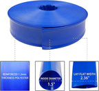 Poolvio 1-1/2" x 100' Professional Blue Backwash Hose with Clamps, General Purpose Reinforced PVC Lay-Flat Water Discharge Hose,for Use While Back-Washing Filters and Draining Pools