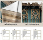Turquoise Vintage Door Swag Valances for Windows, Countryside Barn Abstract Art Rod Pocket Kitchen Curtains Valance, Small Window Curtains Swag for Cafe Bathroom Living Room, 2 Panels, 28x36 inch