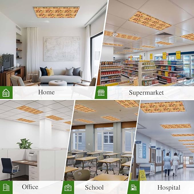 Tropical Plant Cactus Fluorescent Light Covers 3 Pack Western Cowboy Horse Sunset Desert Ethnic Magnetic Fluorescent Ceiling Lights Filters for Office Classroom Home Drop Ceiling 4x2 Feet