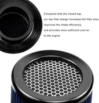 RYANSTAR RACING 76mm 3" High Flow Round Tapered Cone Cool Air Filter Cleaner with Top Filter Design Short 163mm tall Blue