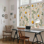 Spring Daisy Tier Curtains, Country Watercolor Flower Leaf Plant Light Filtering Kitchen Curtains, 2Pcs Rod Pocket Half Window Treatments Panels for Sink Cafe Cabinet Basement 27.5x45 Inches