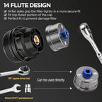 WORKPRO Oil Filter Wrench for Toyota Lexus..., 64mm 14 Flute Precision CNC Machined Aluminum Oil Filter Removal Tool for Toyota Camry, Tundra, Tacoma, 4Runner, RAV4 and More