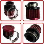 25mm Universal Air Intake Filter, 1" Intake Cold Air Filter, Auto Breathe Filter Vent Crankcase Cleaner with Adjustable Clamp-On Breather, Fits Car Motorcycle (Red)